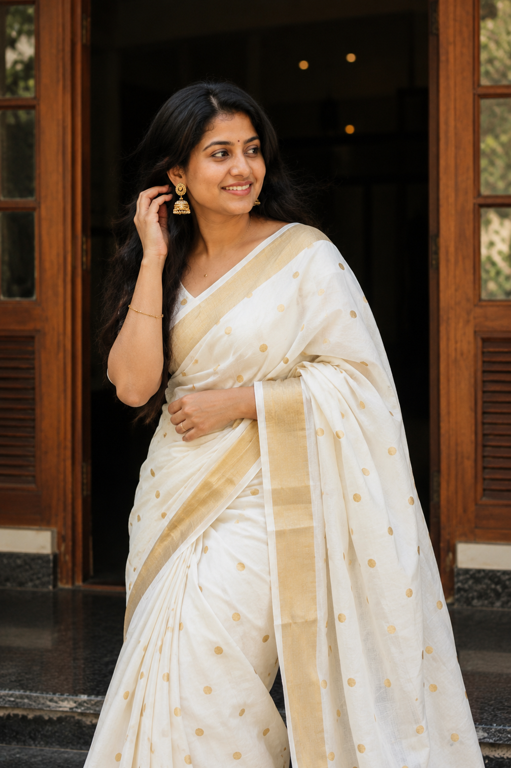 Small Polka Cotton Saree