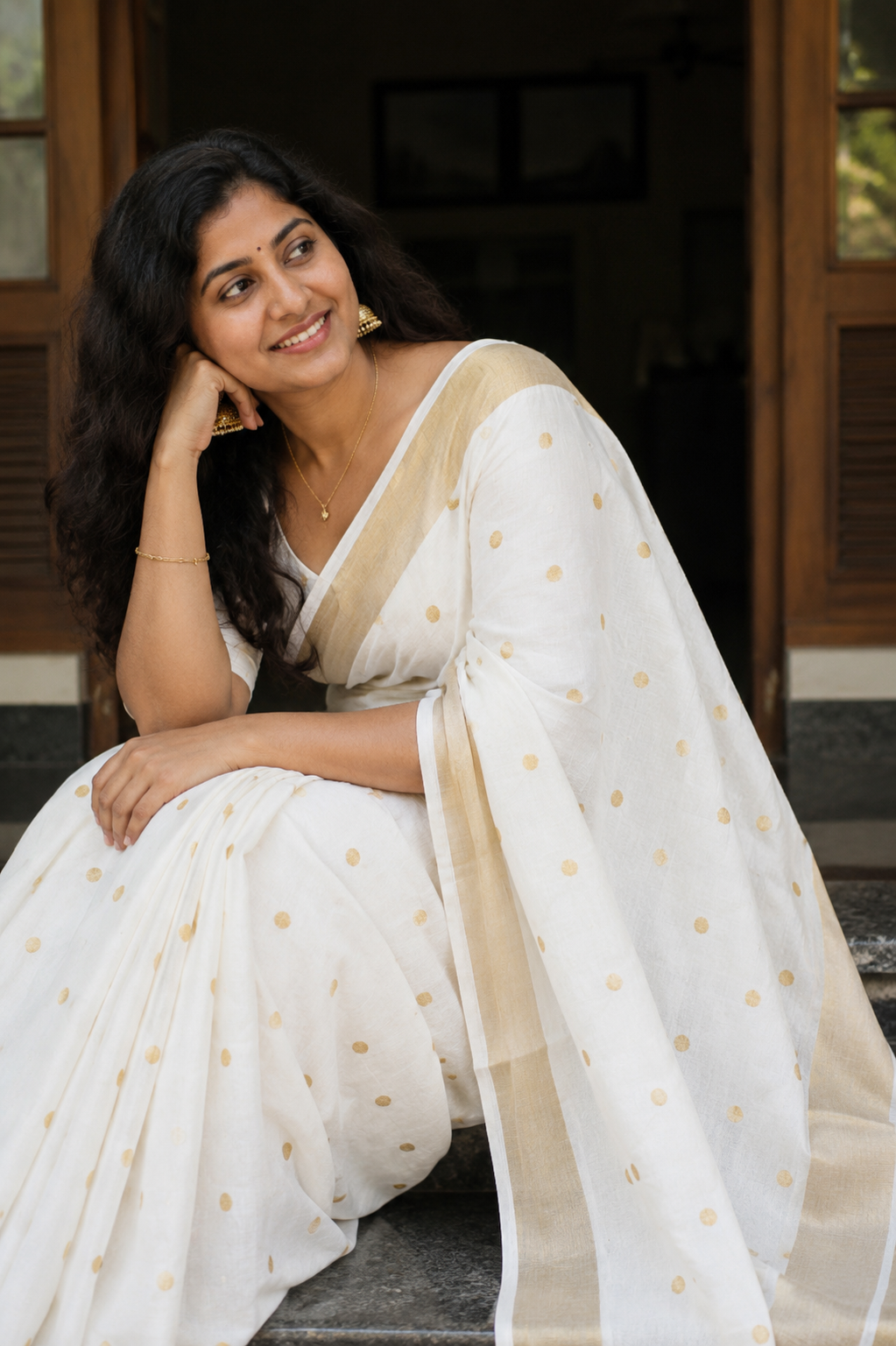 Small Polka Cotton Saree