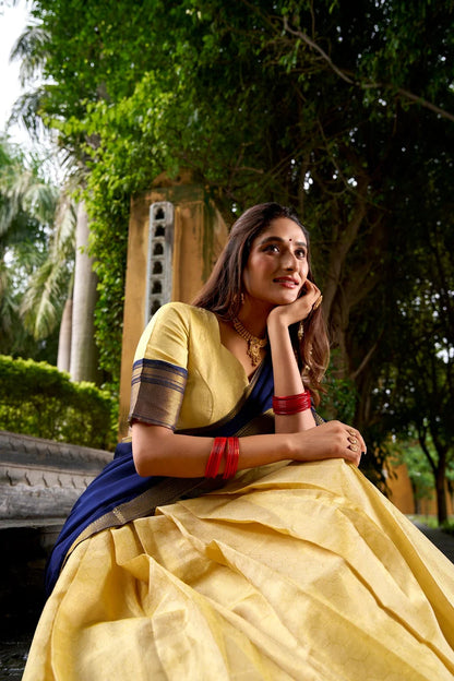 ROYAL BLUE & GOLD PATTU LANGA VONI