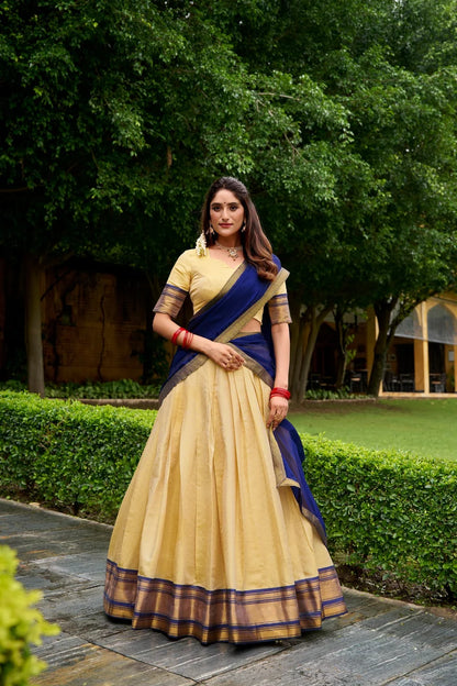 ROYAL BLUE & GOLD PATTU LANGA VONI