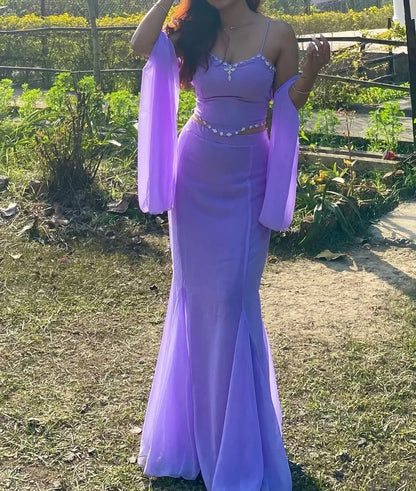 LAVENDER READY-TO-WEAR FISH CUT LEHENGA SET