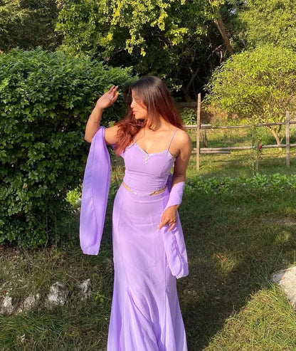 LAVENDER READY-TO-WEAR FISH CUT LEHENGA SET