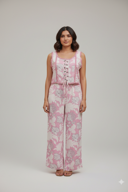 Lace Cordset front side adjustable Back side bobby lastic