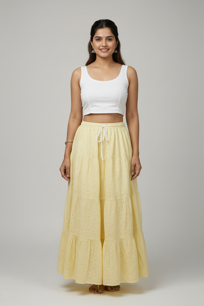 Long Schifli cotton Skirts with Embroidery