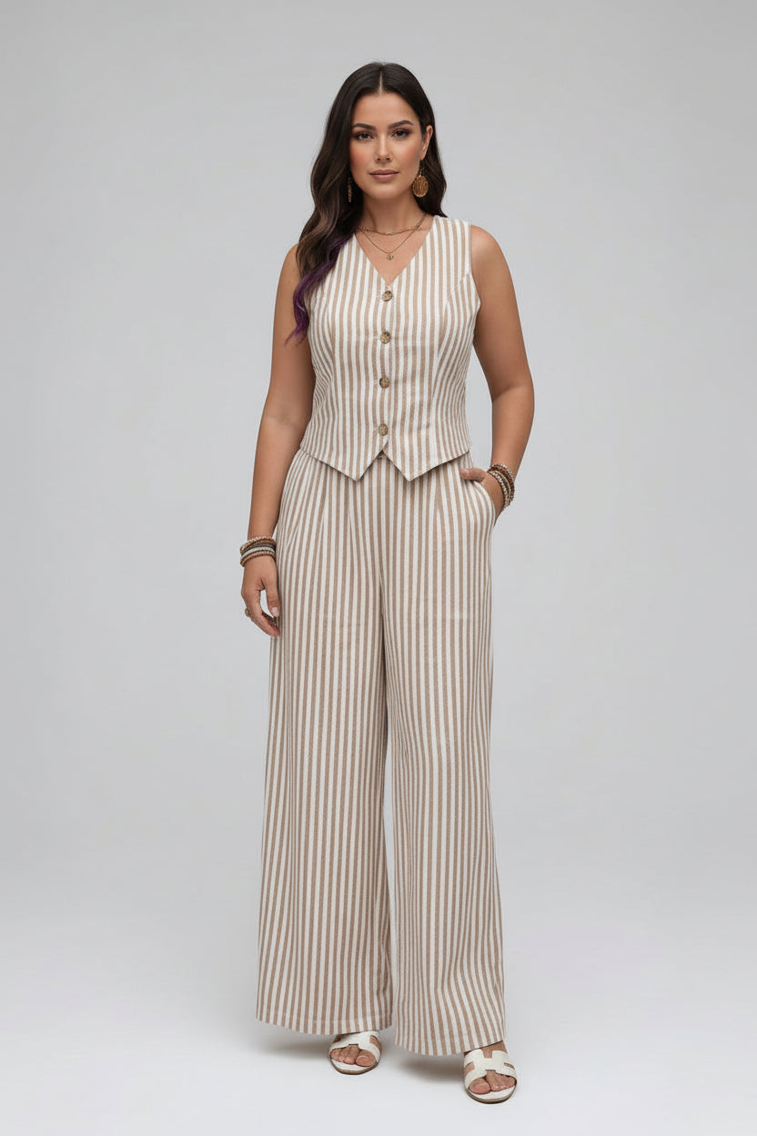 Sleeveless Striped co-ord set