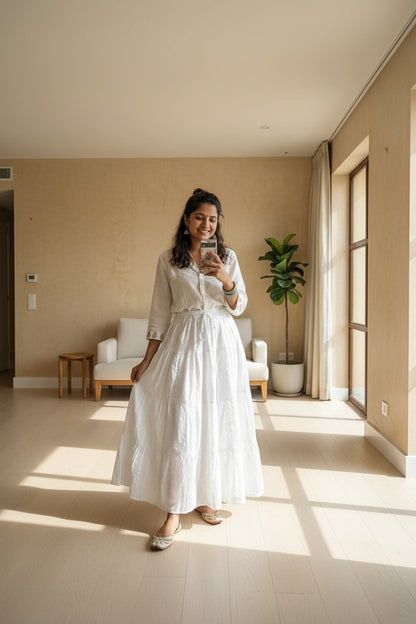 Long Schifli cotton Skirts with Embroidery