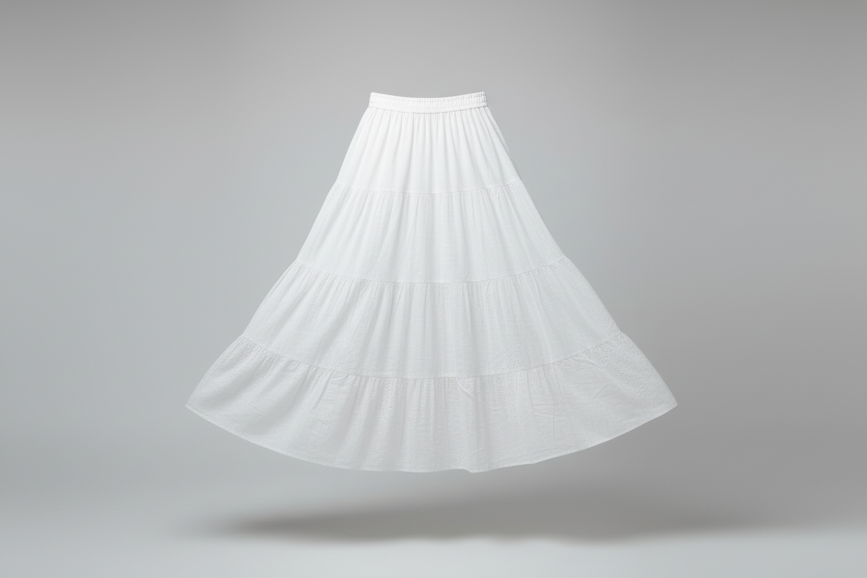Long Schifli cotton Skirts with Embroidery