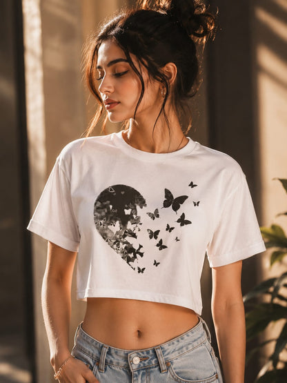 Butterfly Heart Crop Tee